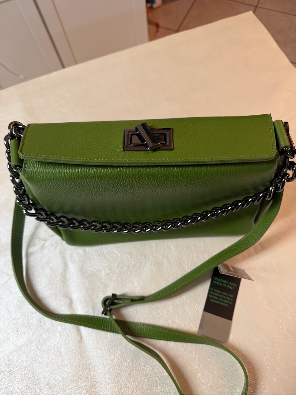 Green Leather Crossbody Bag - Italy - Picture 5 of 12